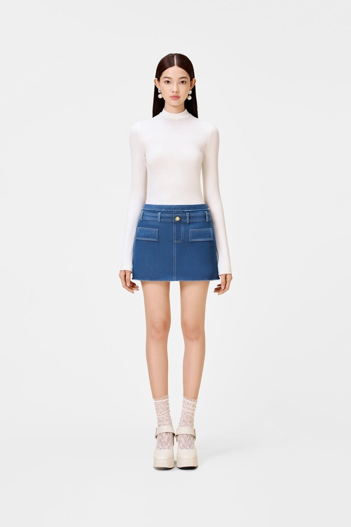 Denim Tweed Mini Skirt by Montsand