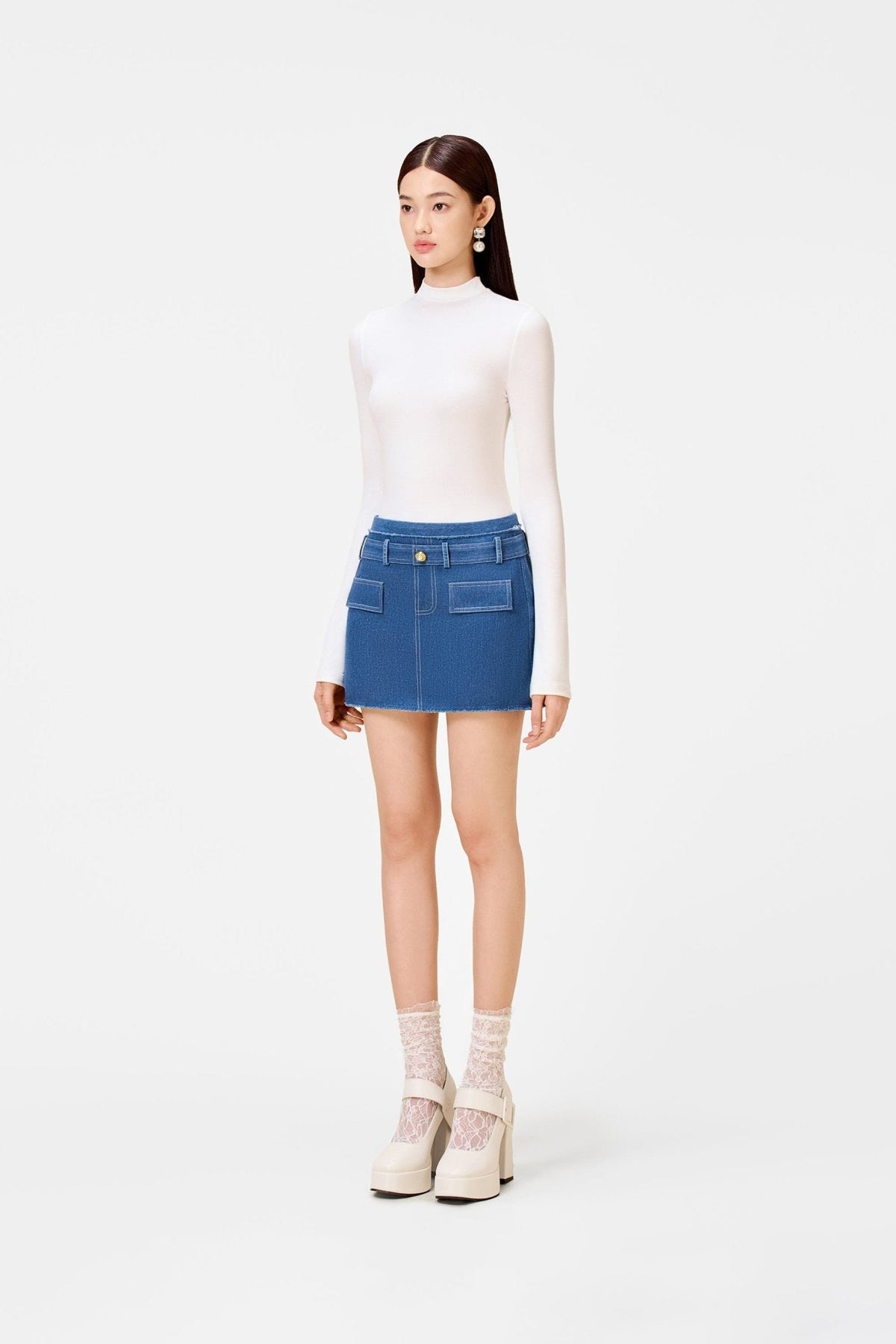 Denim Tweed Mini Skirt by Montsand