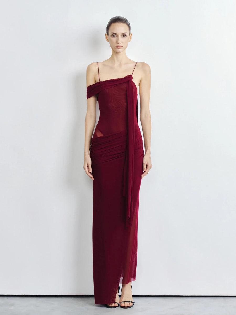 Elysia Asymmetric Mesh Dress
