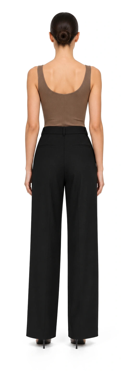 BODYSUIT THUN GÂN NÂU XOẮN CỔ, AI-rendered back view; rear details inferred where no source exists