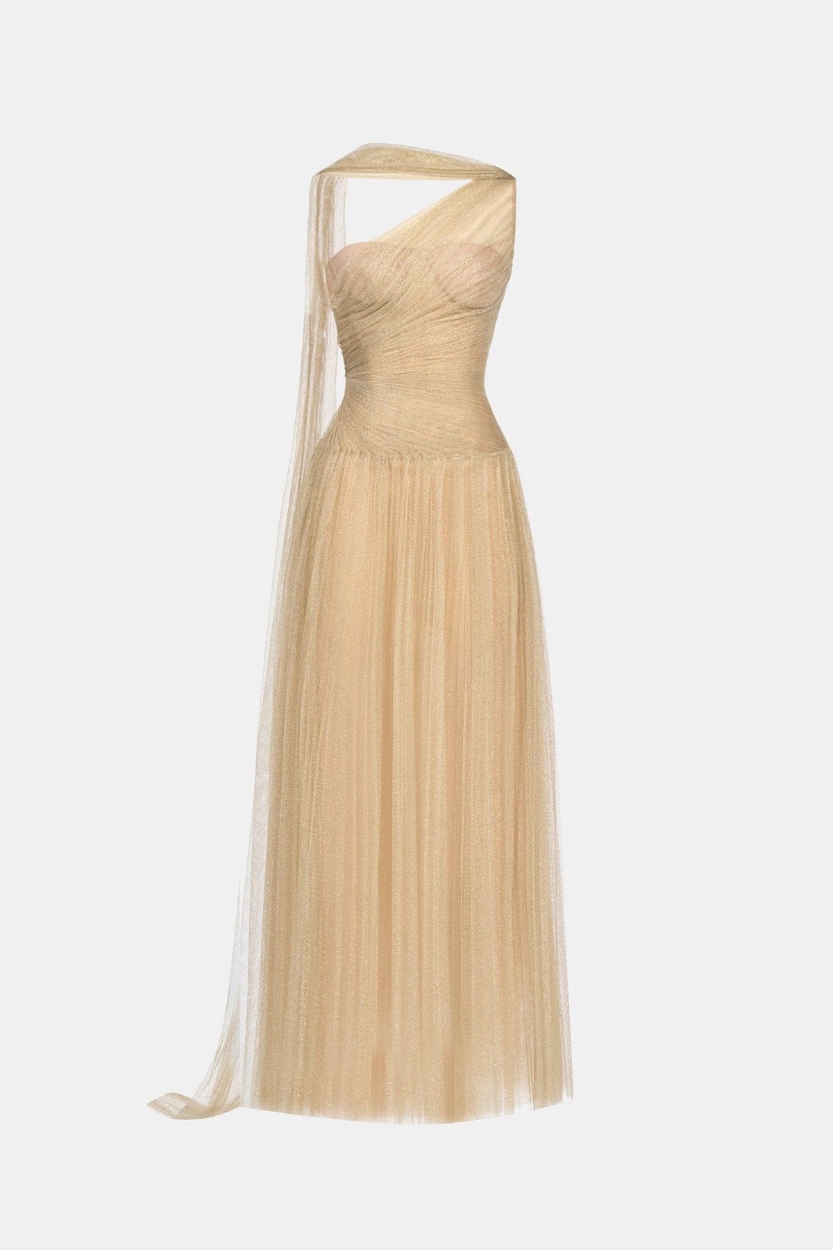 Gold Draped Maxi Dress by Montsand