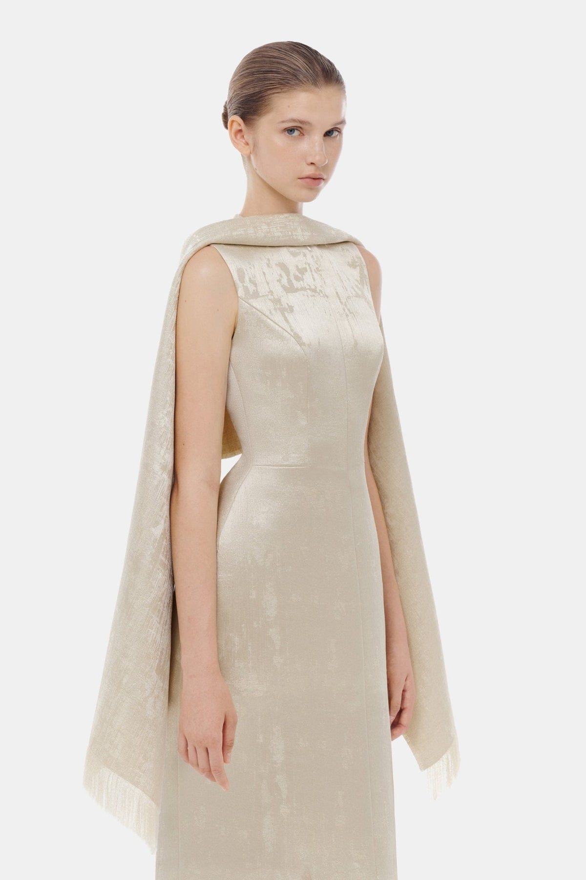 Gold Tailored Scarf Maxi Dress by Montsand