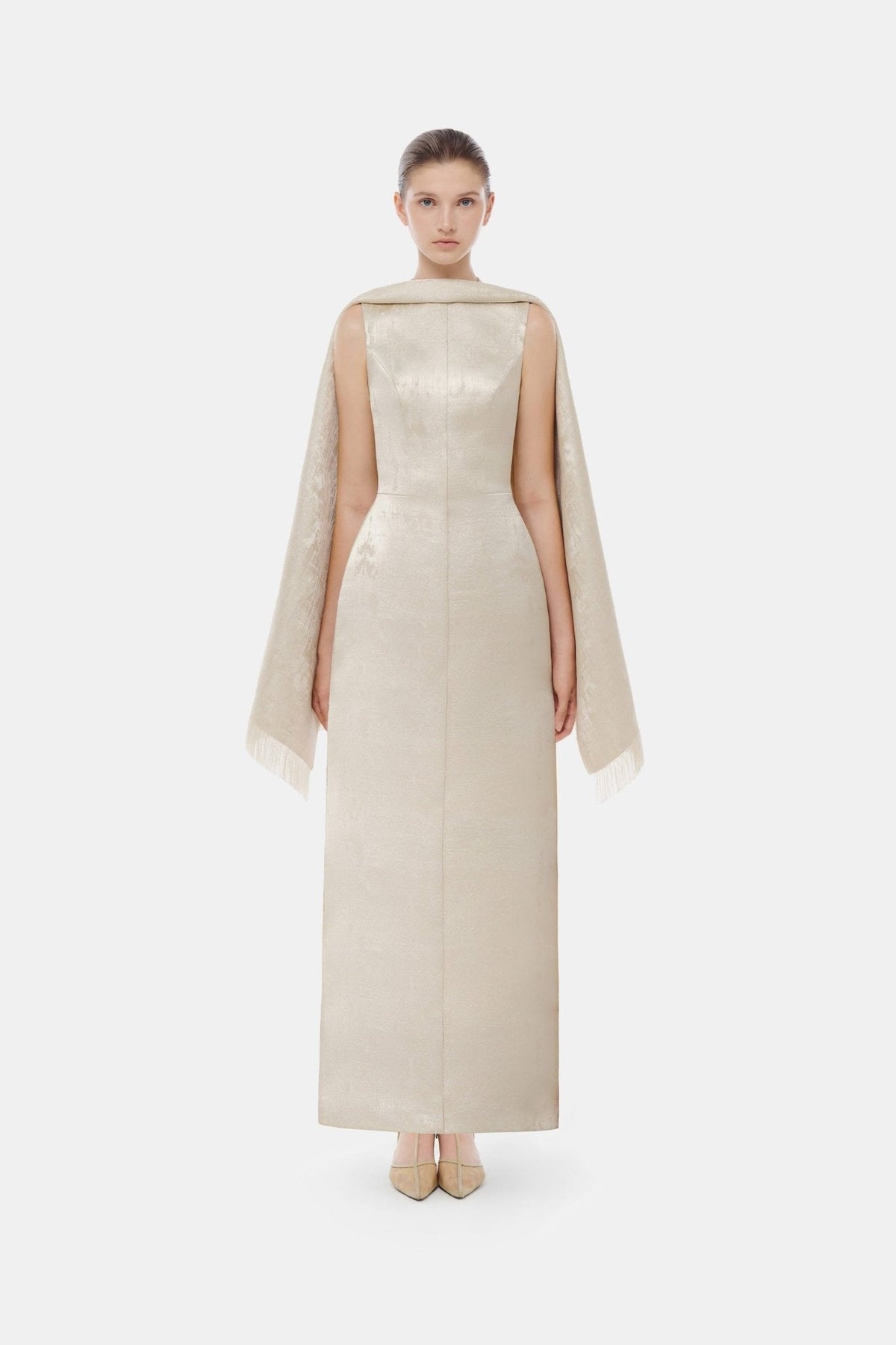 Gold Tailored Scarf Maxi Dress by Montsand