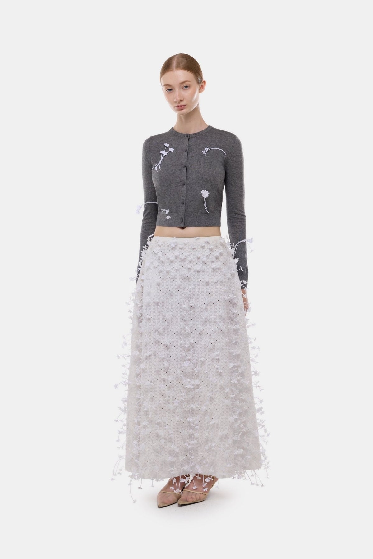 Grey 3D Floral Cardigan by Montsand