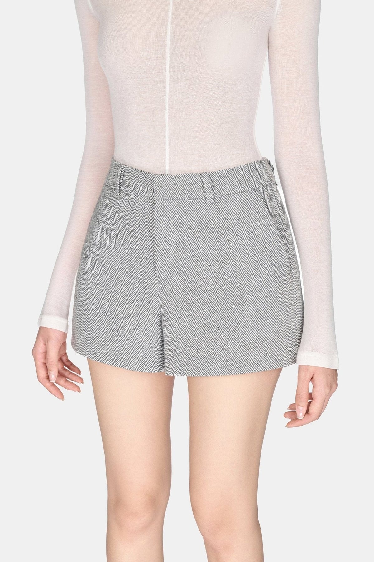Grey Herringbone Shorts by Montsand