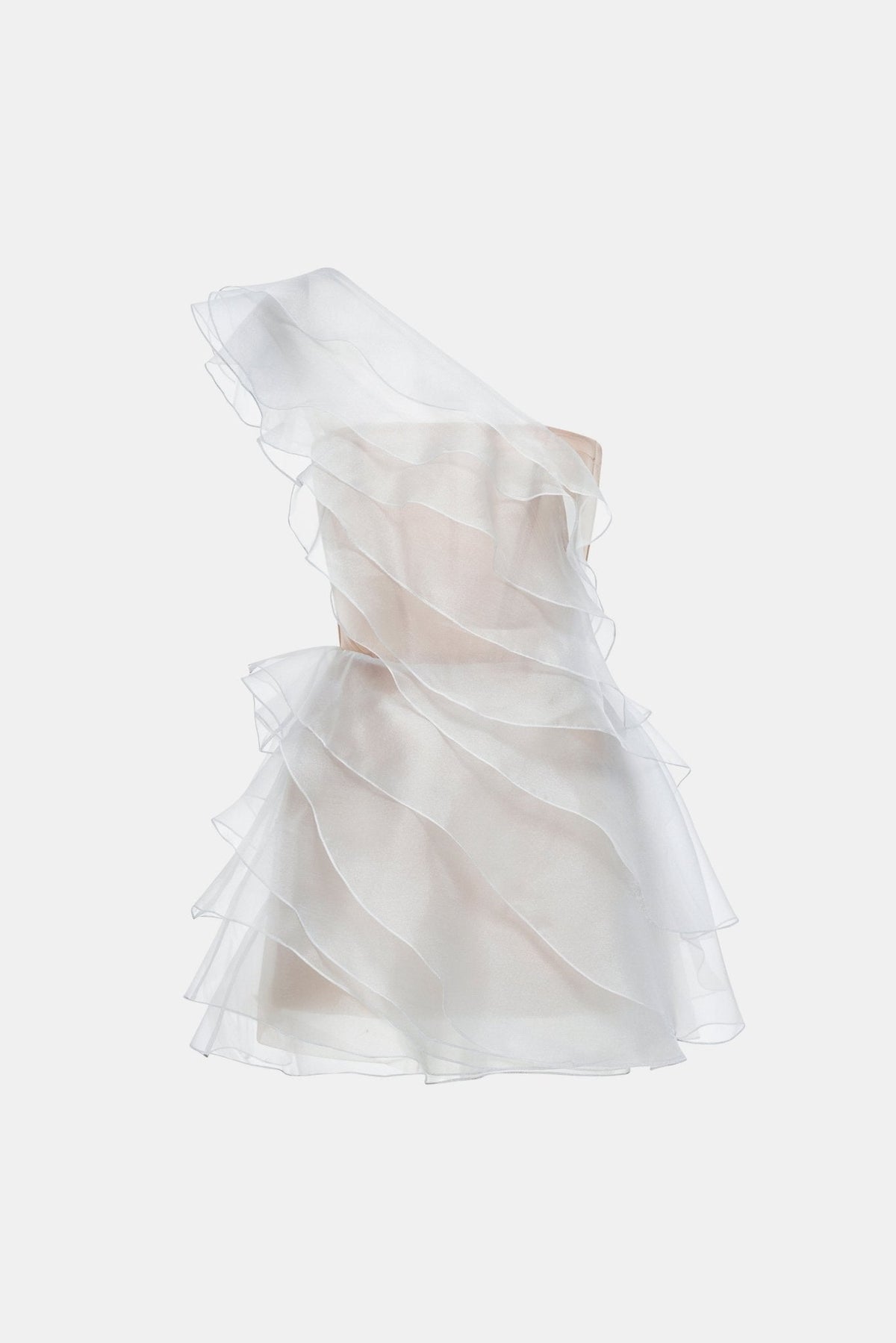 Grey Ruffle One-Shoulder Mini Dress by Montsand