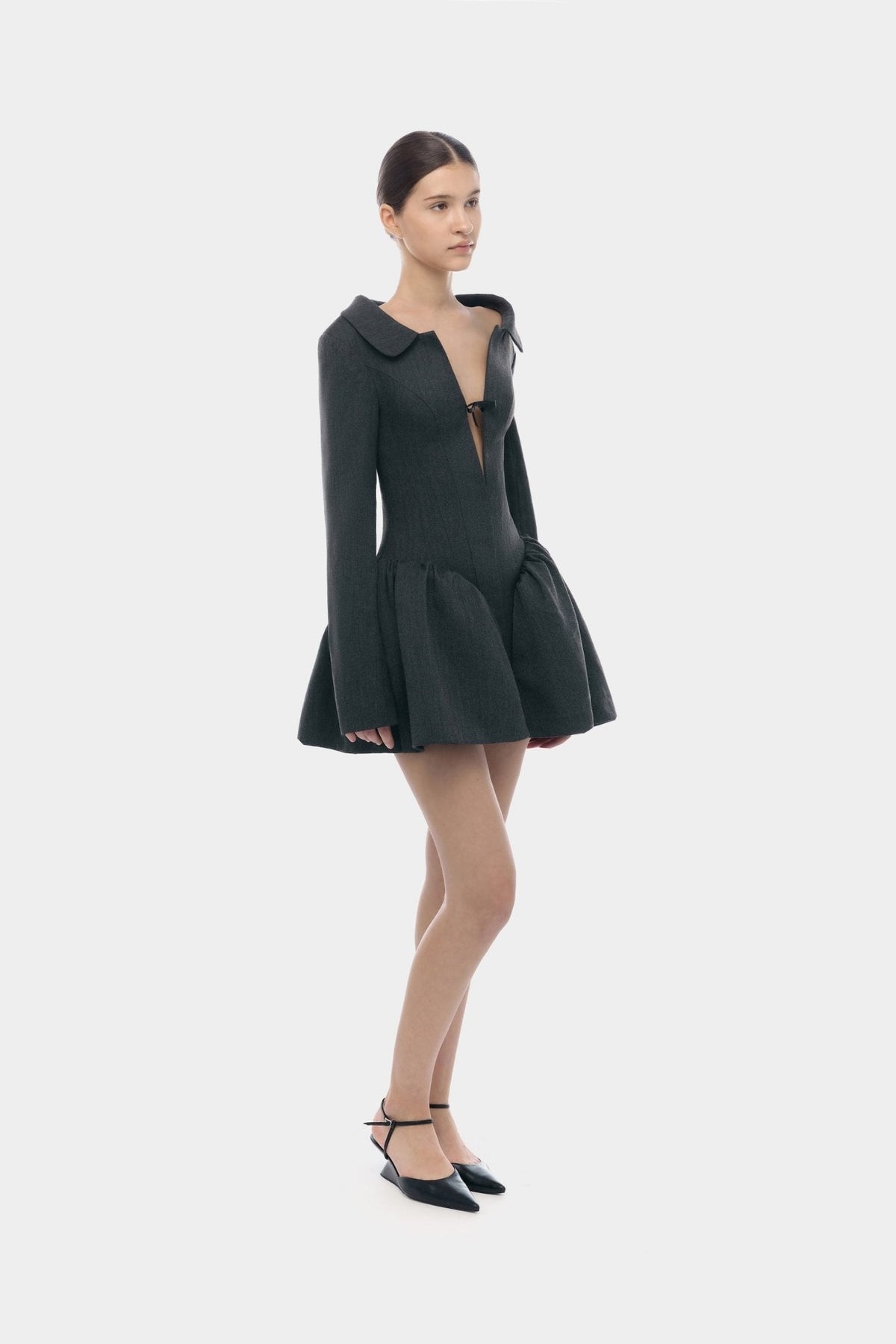 Grey Structured Peplum Dress by Montsand