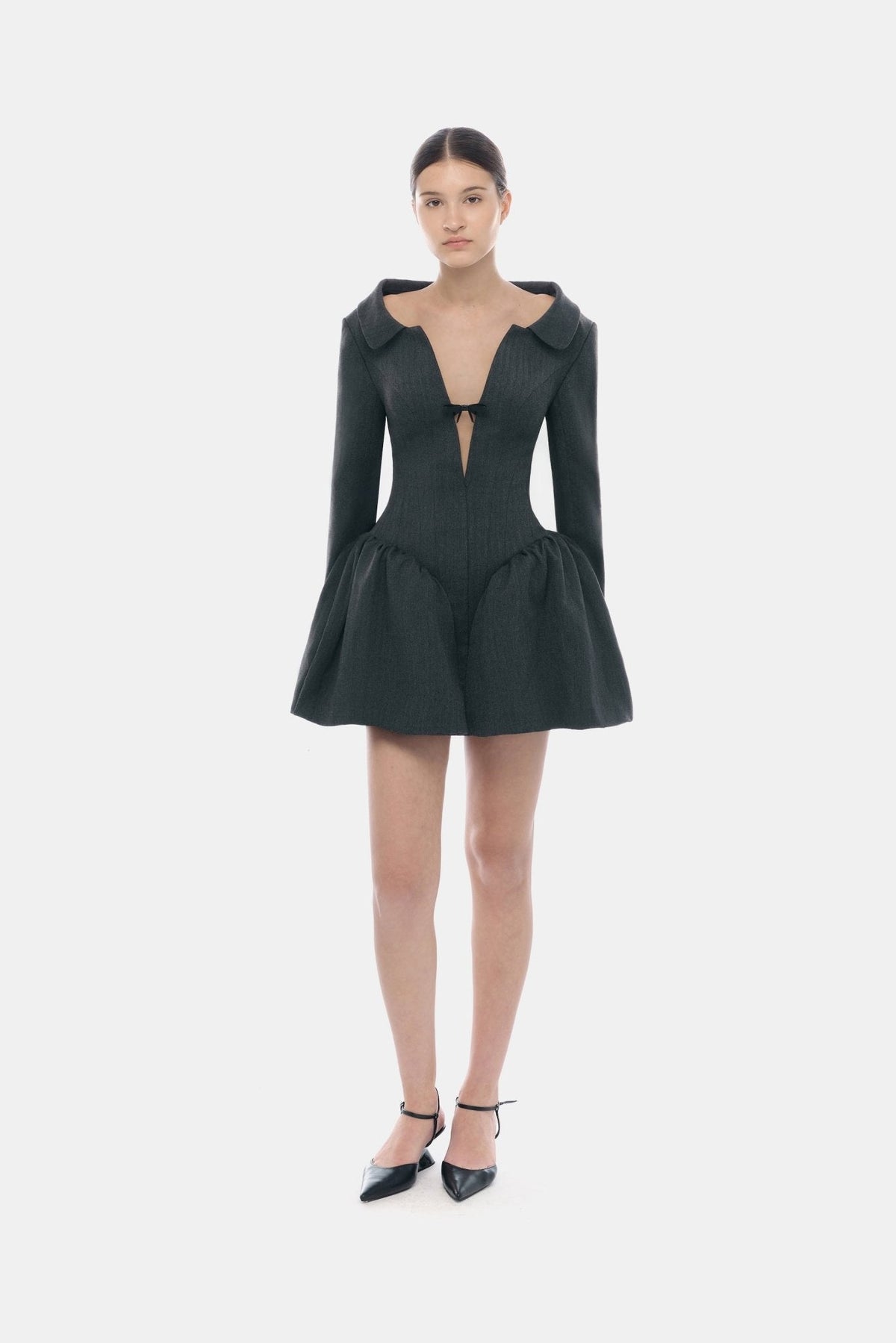Grey Structured Peplum Dress by Montsand