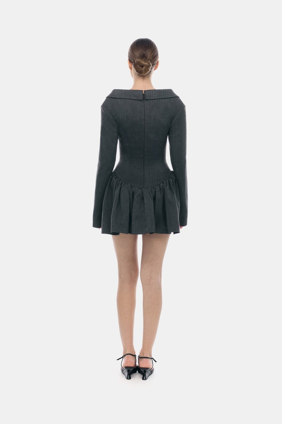 Grey Structured Peplum Dress by Montsand