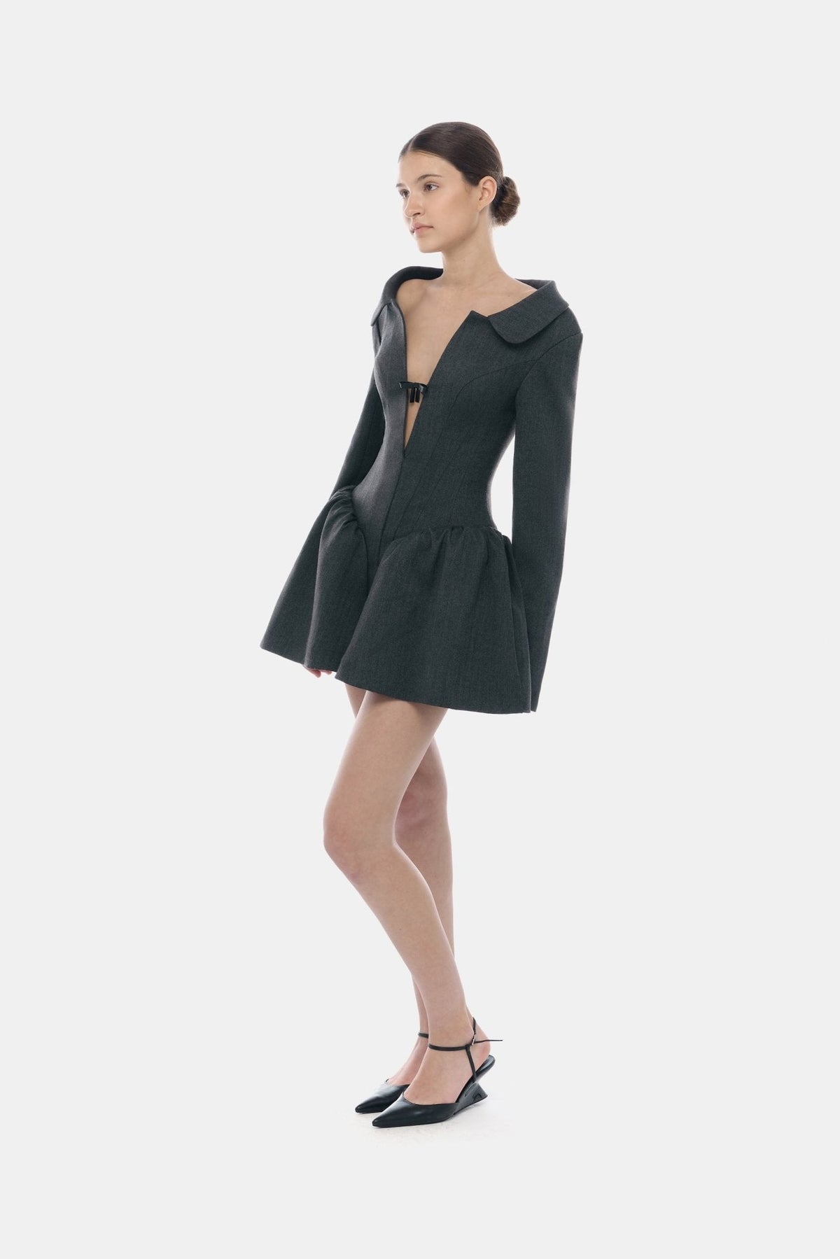 Grey Structured Peplum Dress by Montsand