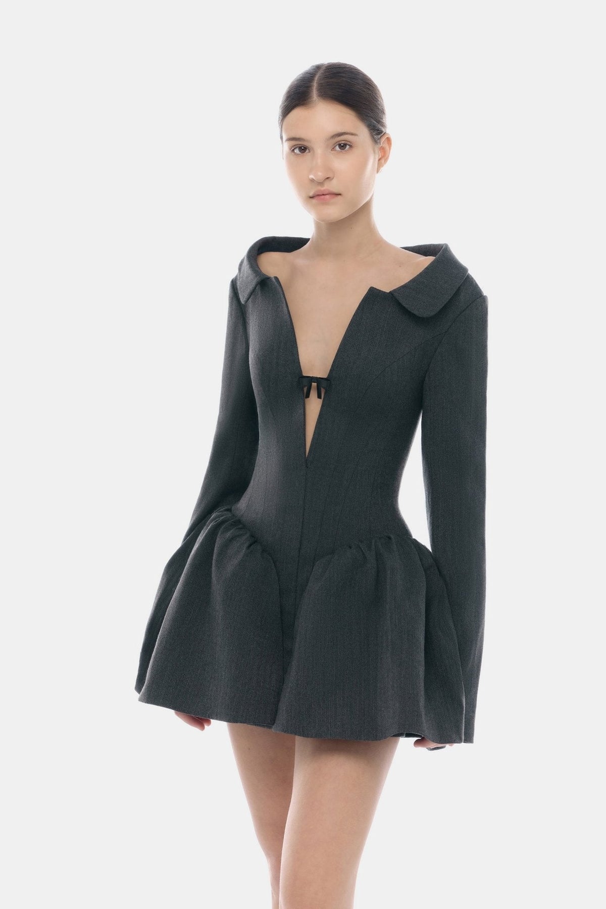 Grey Structured Peplum Dress by Montsand