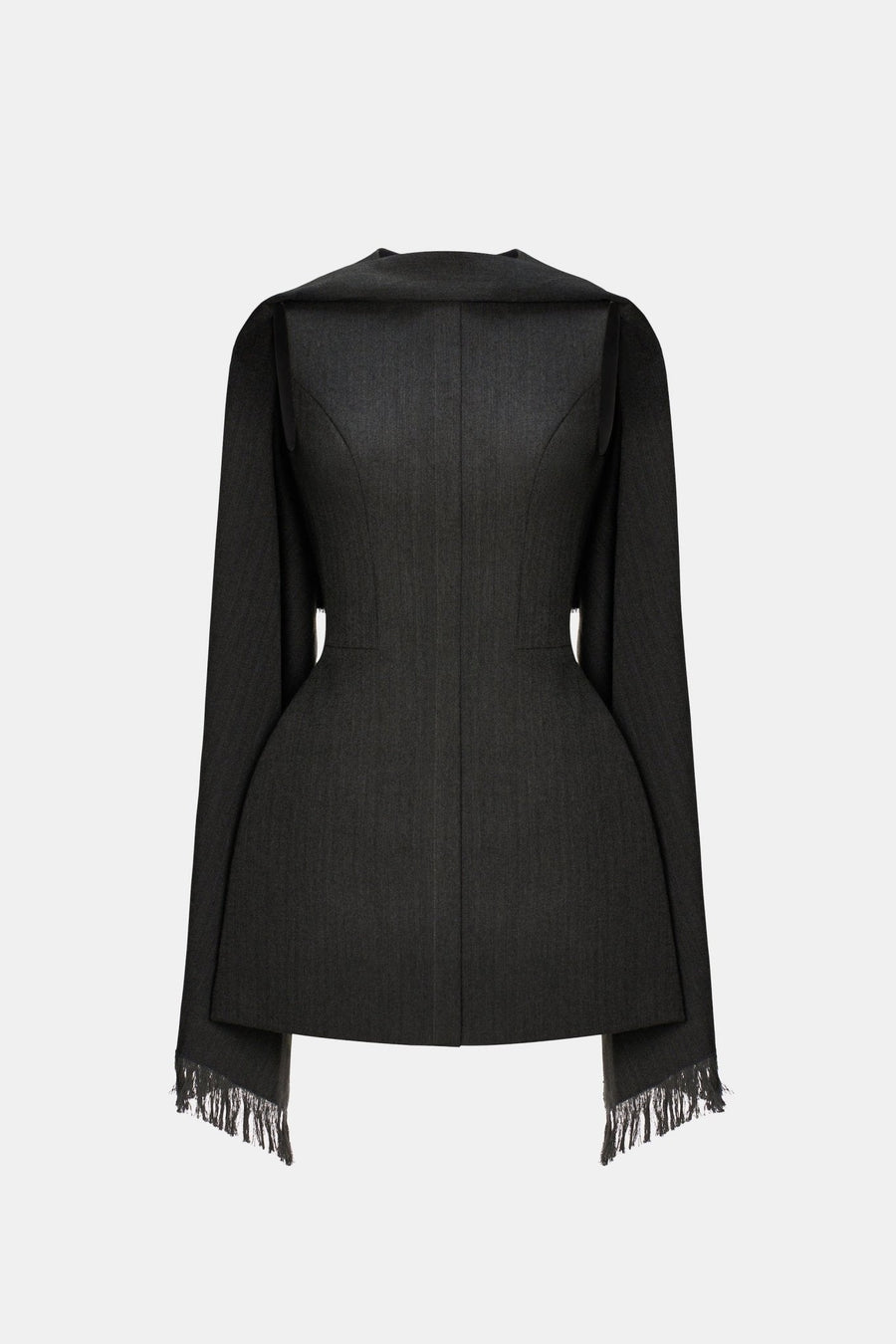 Grey Tailored Scarf Mini Dress