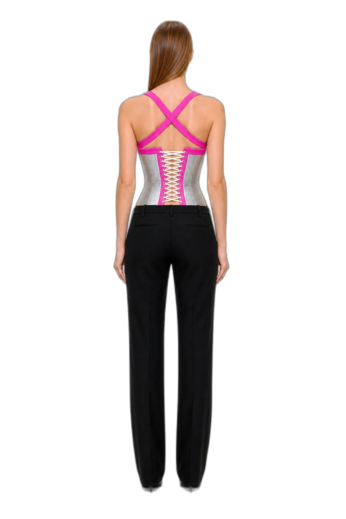 CHANTEL CORSET TOP (SILVER), back view