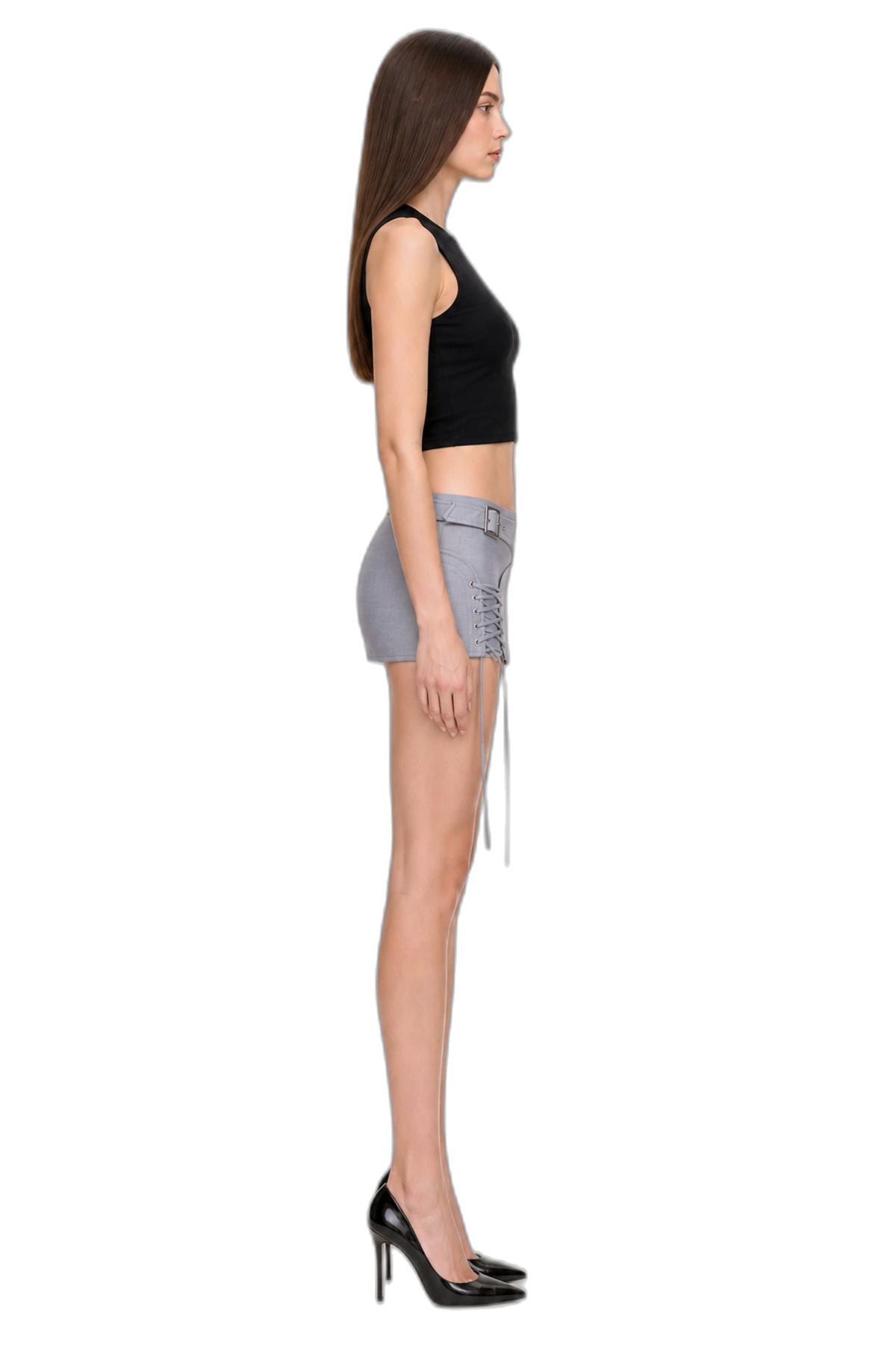 DYLAN MINI SKIRT (GRAY), profile view