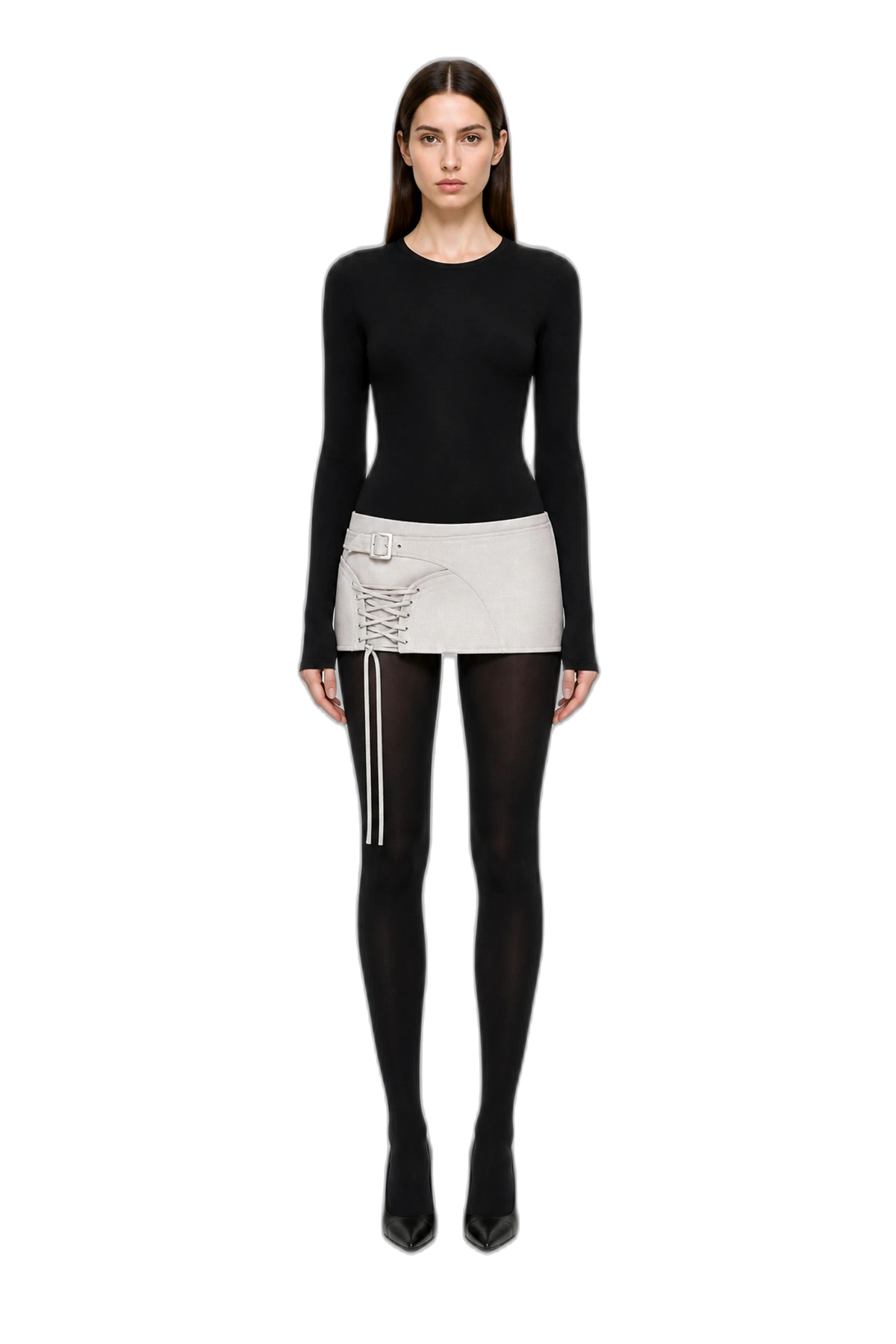 DYLAN MINI SKIRT (WHITE SMOKE) by BUPBES