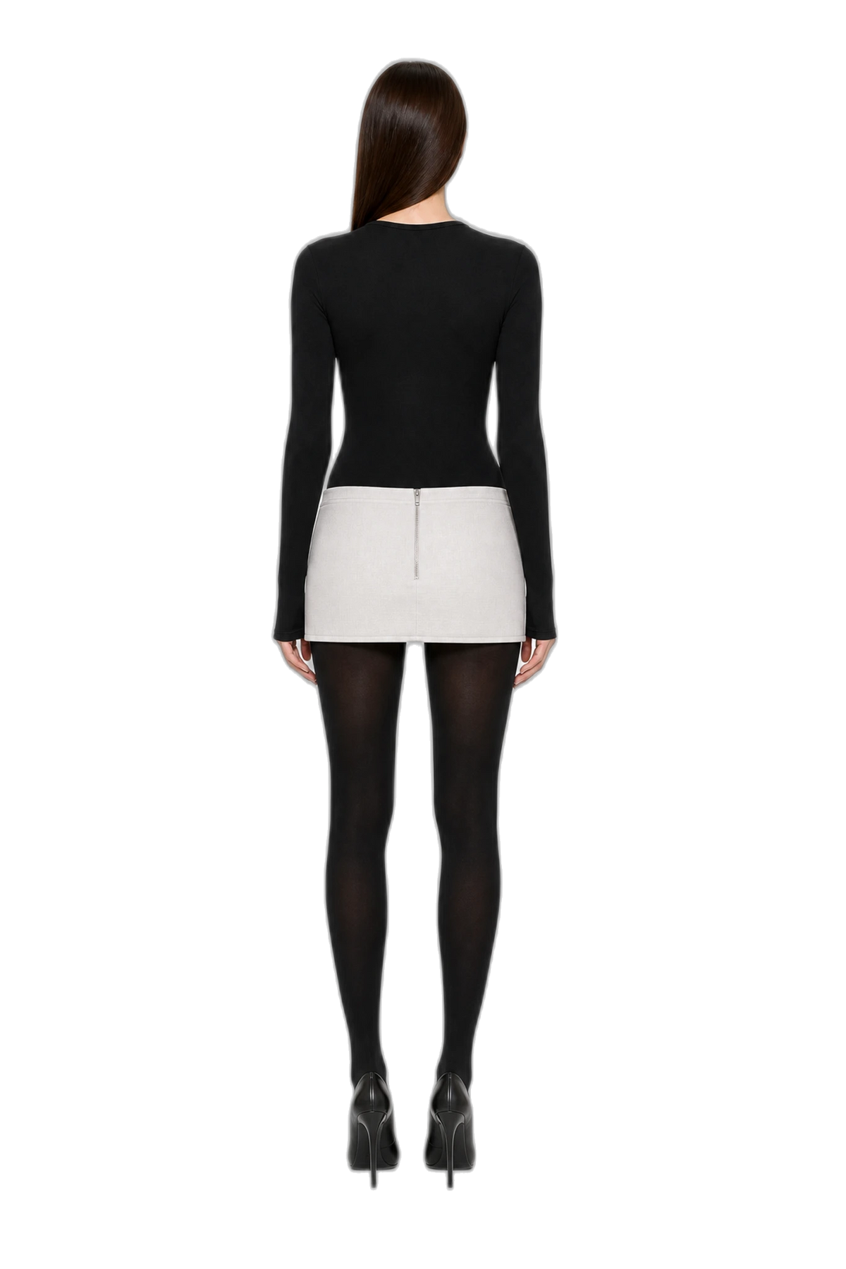 DYLAN MINI SKIRT (WHITE SMOKE), back view