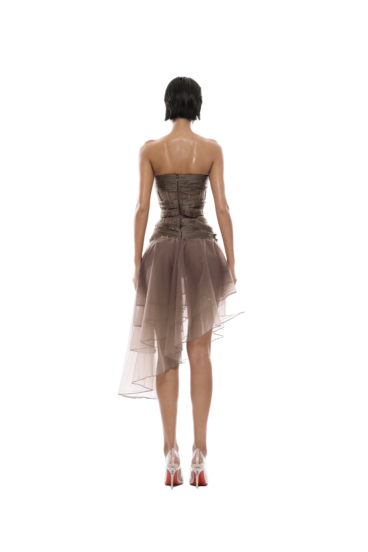 THÉA DRESS WITH BUTTERFLY PINS, back view