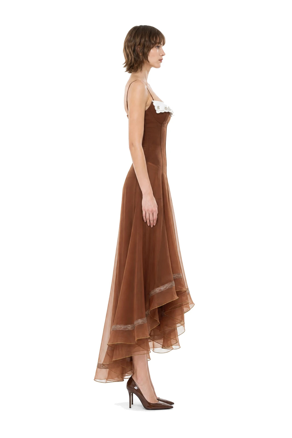 LIANE DRESS - BROWN, profile view
