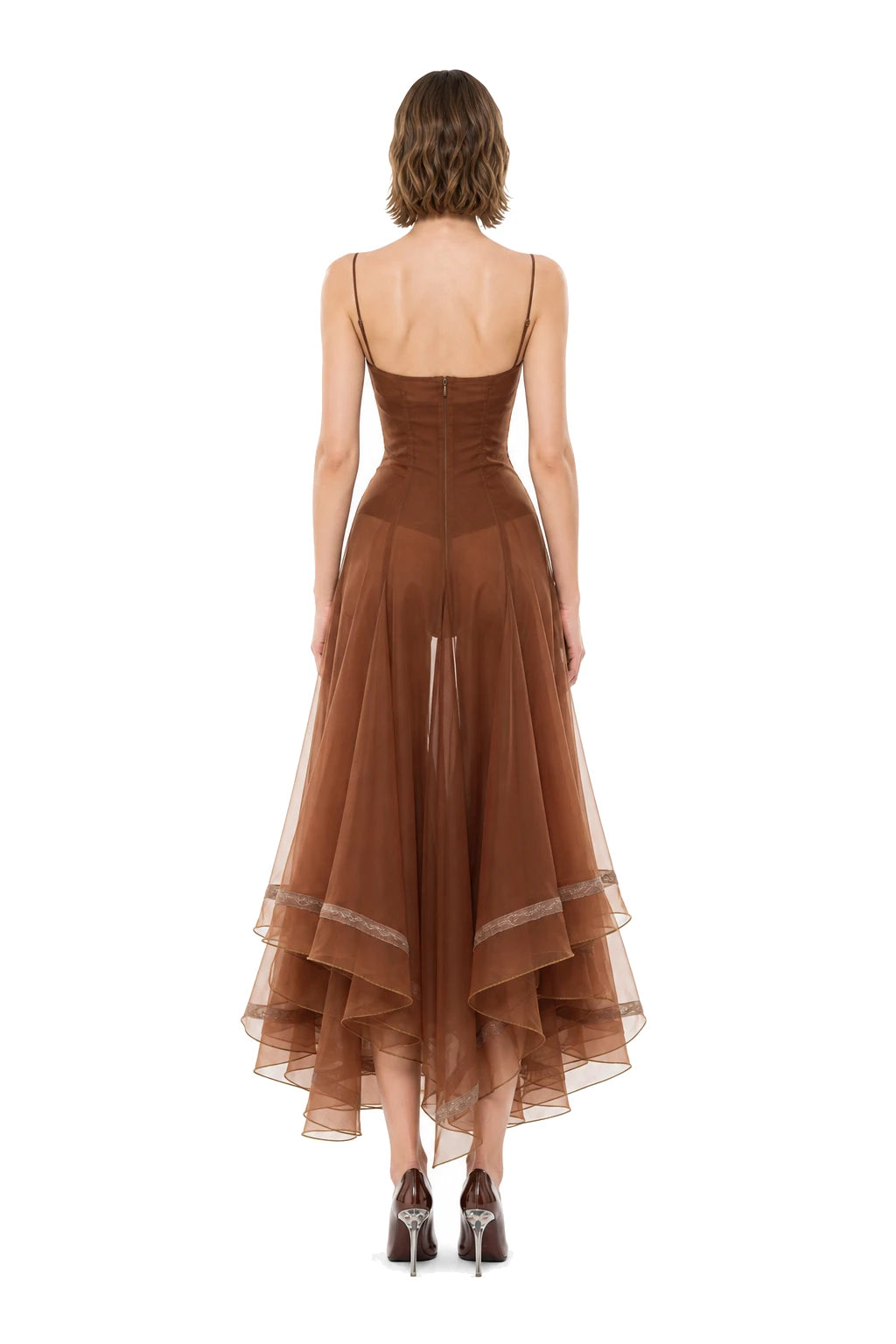 LIANE DRESS - BROWN, back view