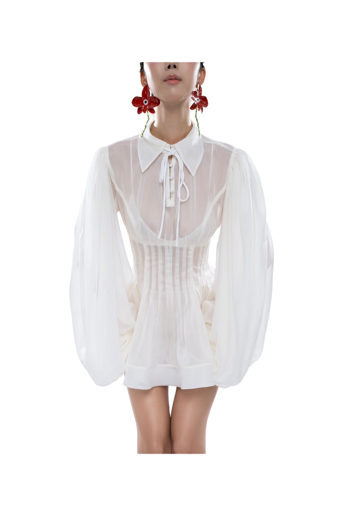 Charlotte Dress - Cream, detail view