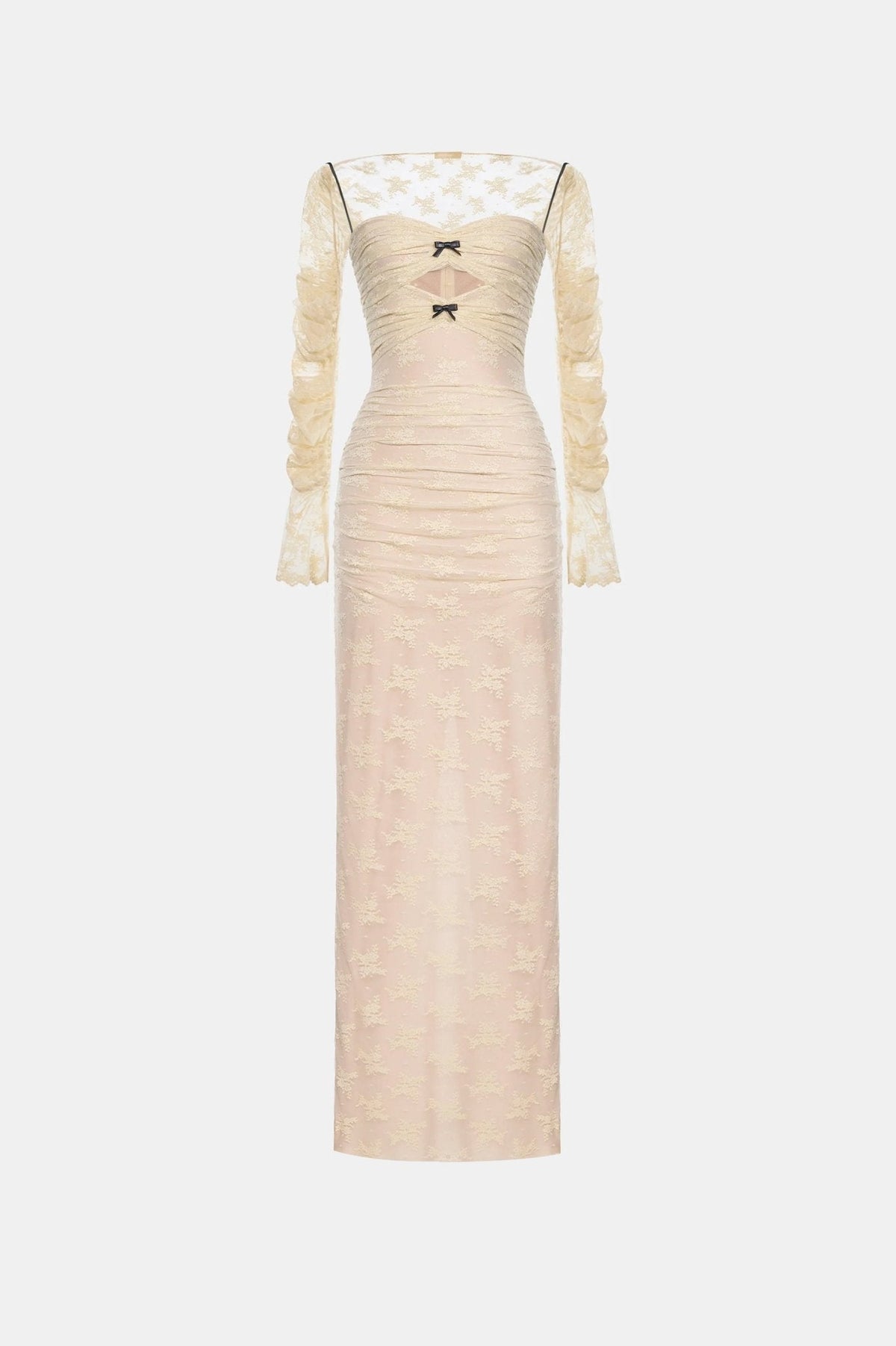 Ivory Bow Cut Out Laces Dress by Montsand