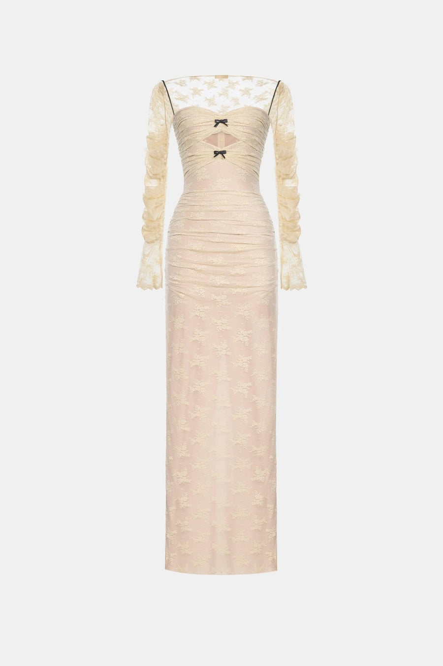 Ivory Bow Cut Out Laces Dress