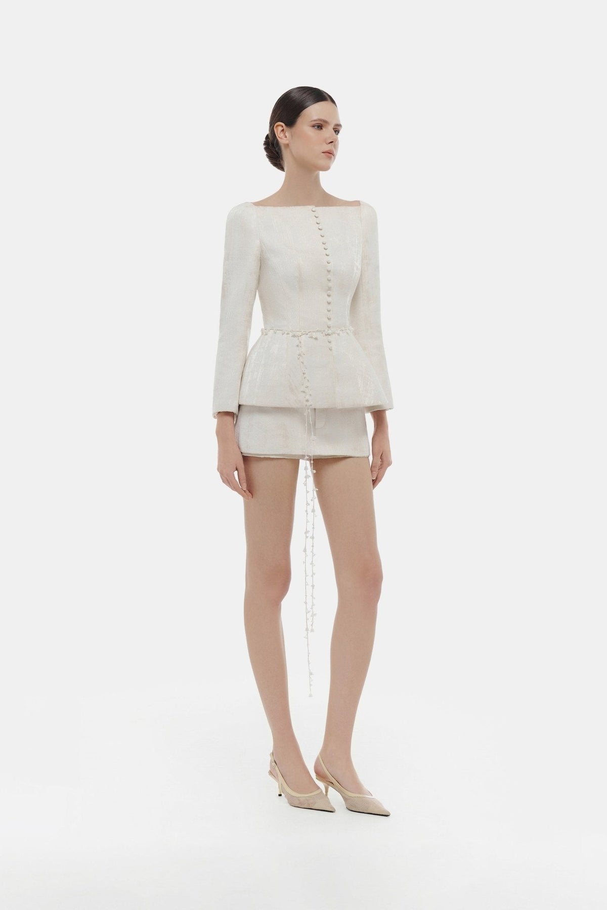Ivory Brocade Blazer by Montsand