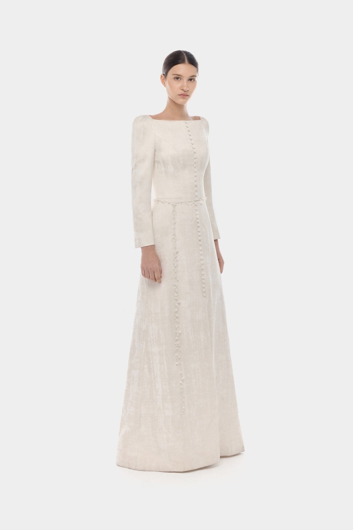 Ivory Brocade Split Dress by Montsand