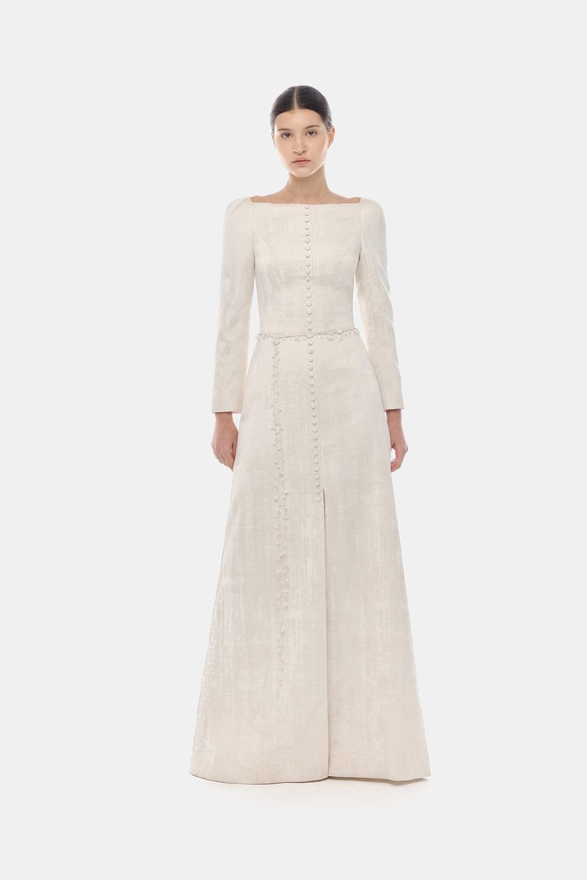 Ivory Brocade Split Dress by Montsand