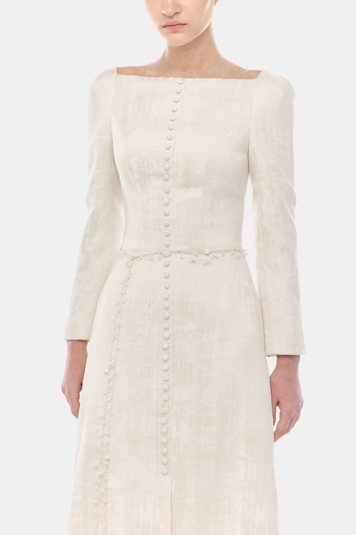 Ivory Brocade Split Dress by Montsand