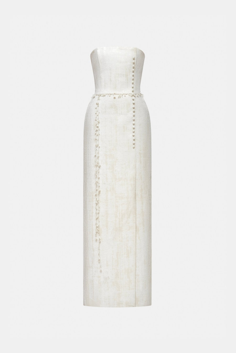 Ivory Brocade Strapless Dress