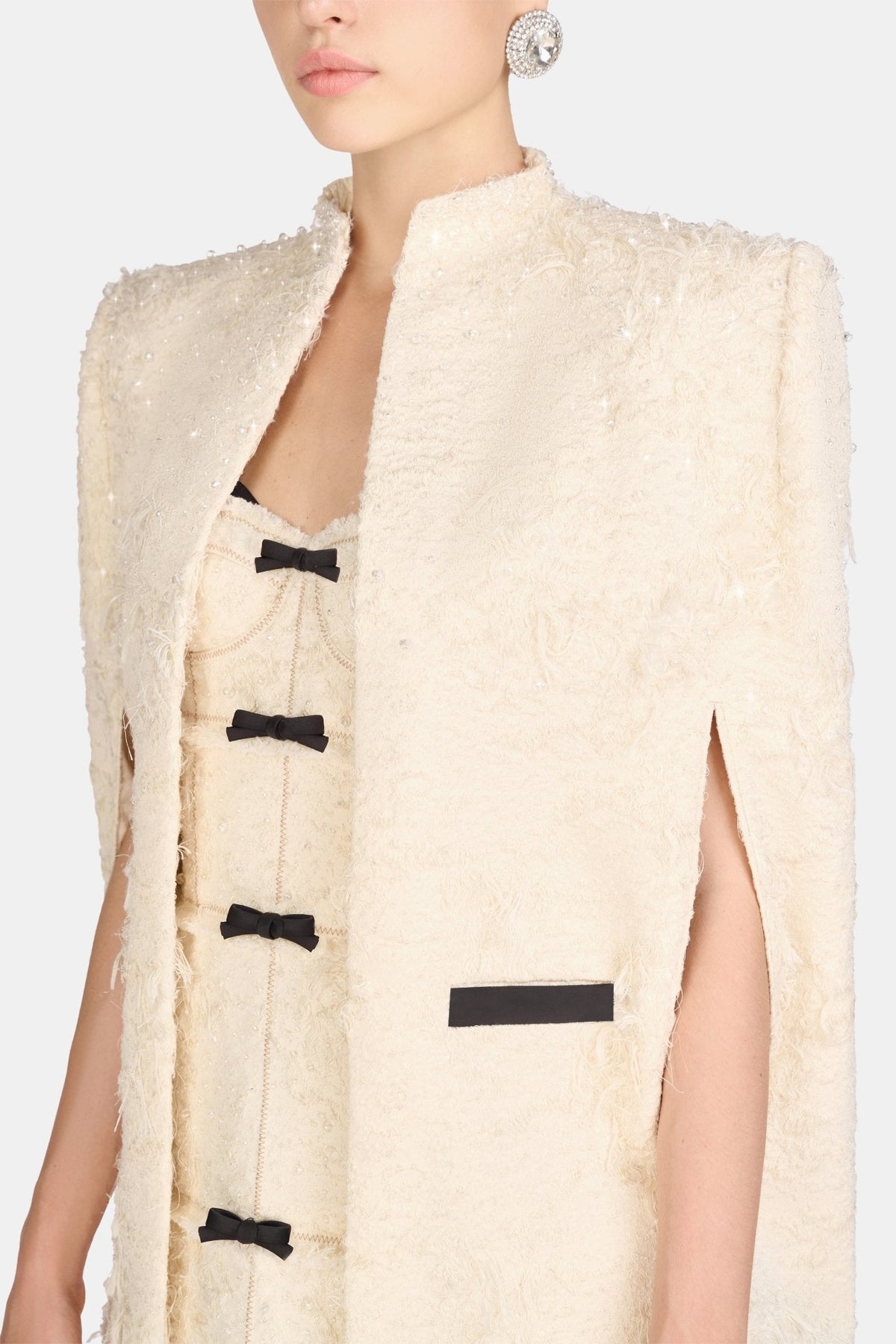 Ivory Crystal Beaded Cape by Montsand