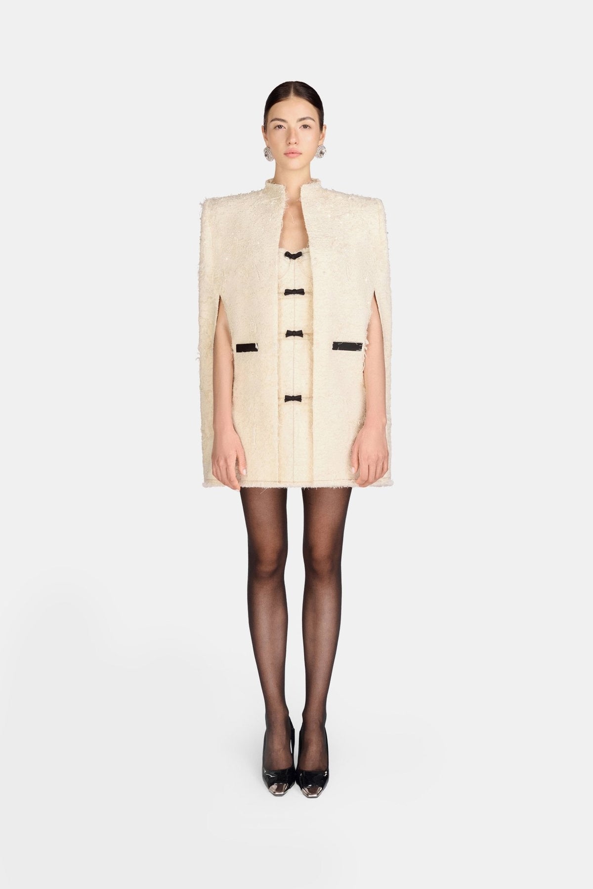 Ivory Crystal Beaded Cape by Montsand
