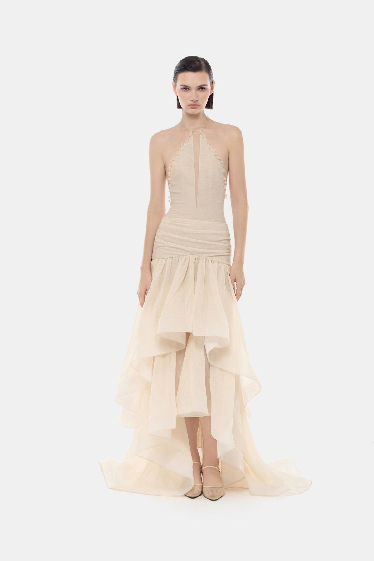 Ivory Open-Back Halter Dress by Montsand