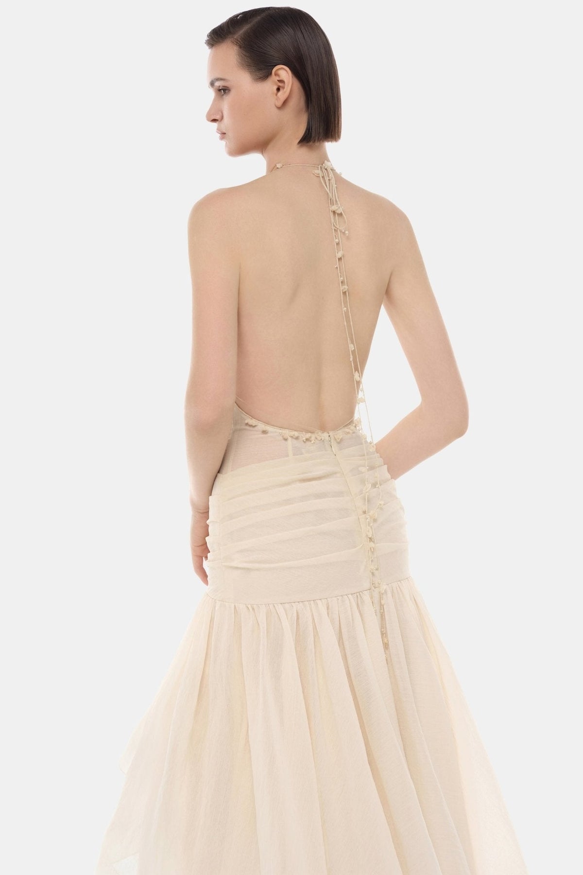 Ivory Open-Back Halter Dress by Montsand