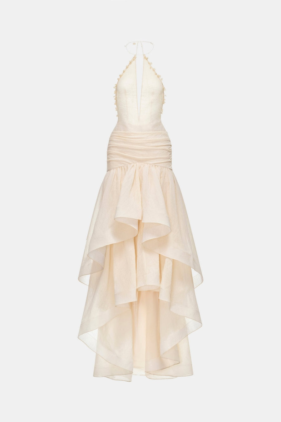 Ivory Open-Back Halter Dress