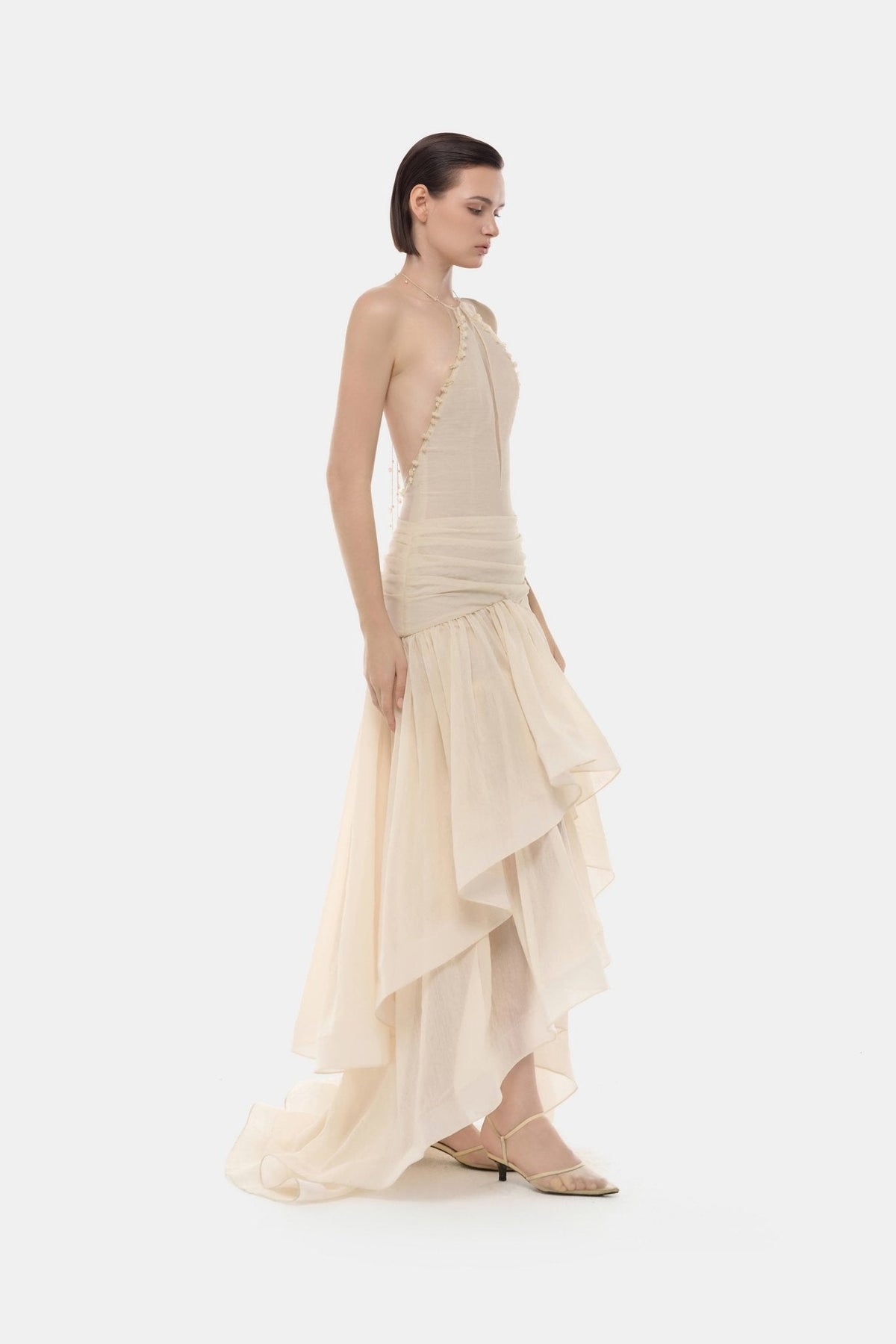 Ivory Open-Back Halter Dress by Montsand