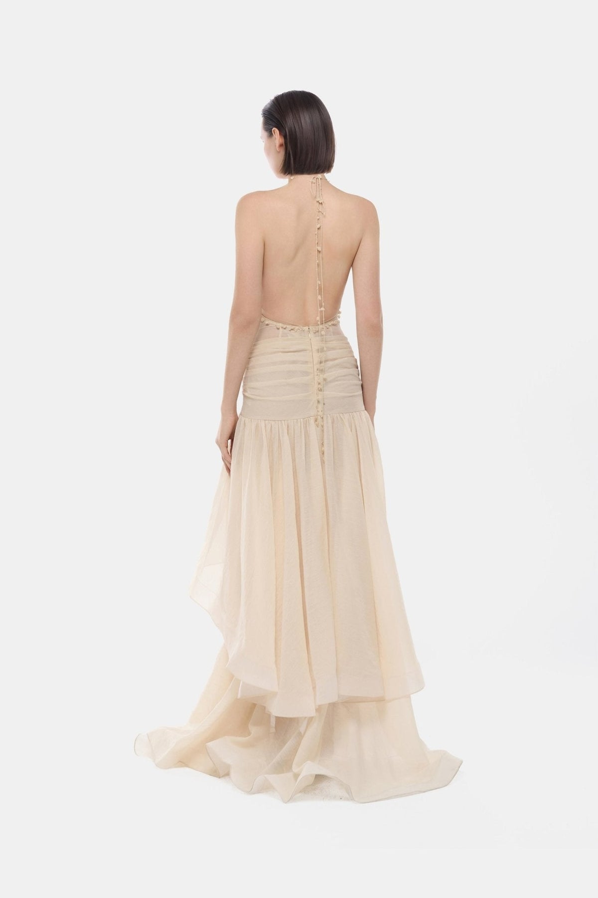 Ivory Open-Back Halter Dress by Montsand