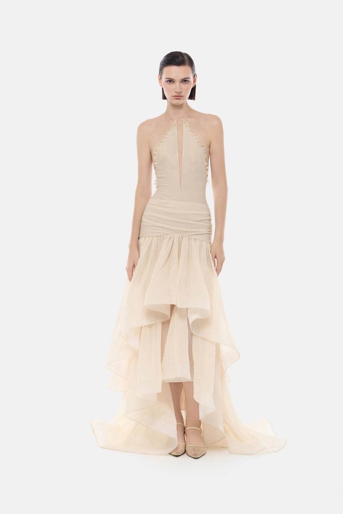 Ivory Cut-out Halter Dress by Montsand