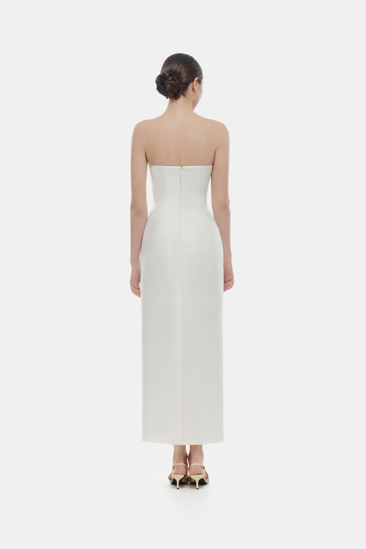 Ivory Draped Tube Midi Dress by Montsand