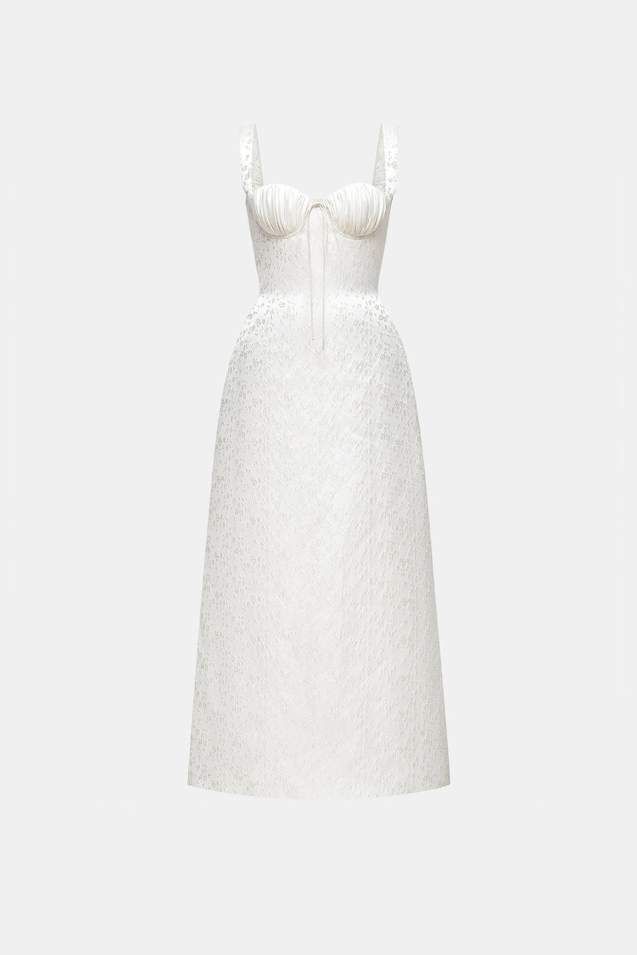 Ivory Floral Bustier Midi Dress