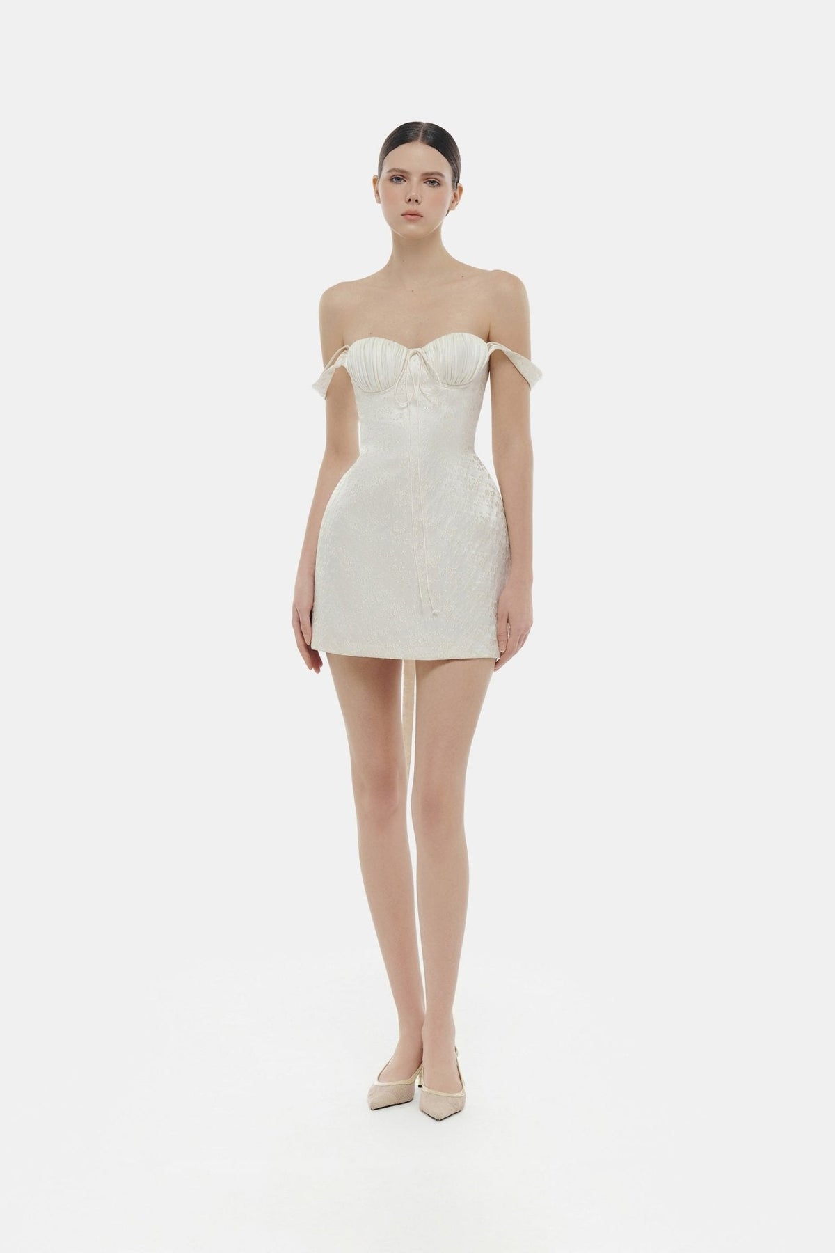 Ivory Floral Bustier Mini Dress by Montsand