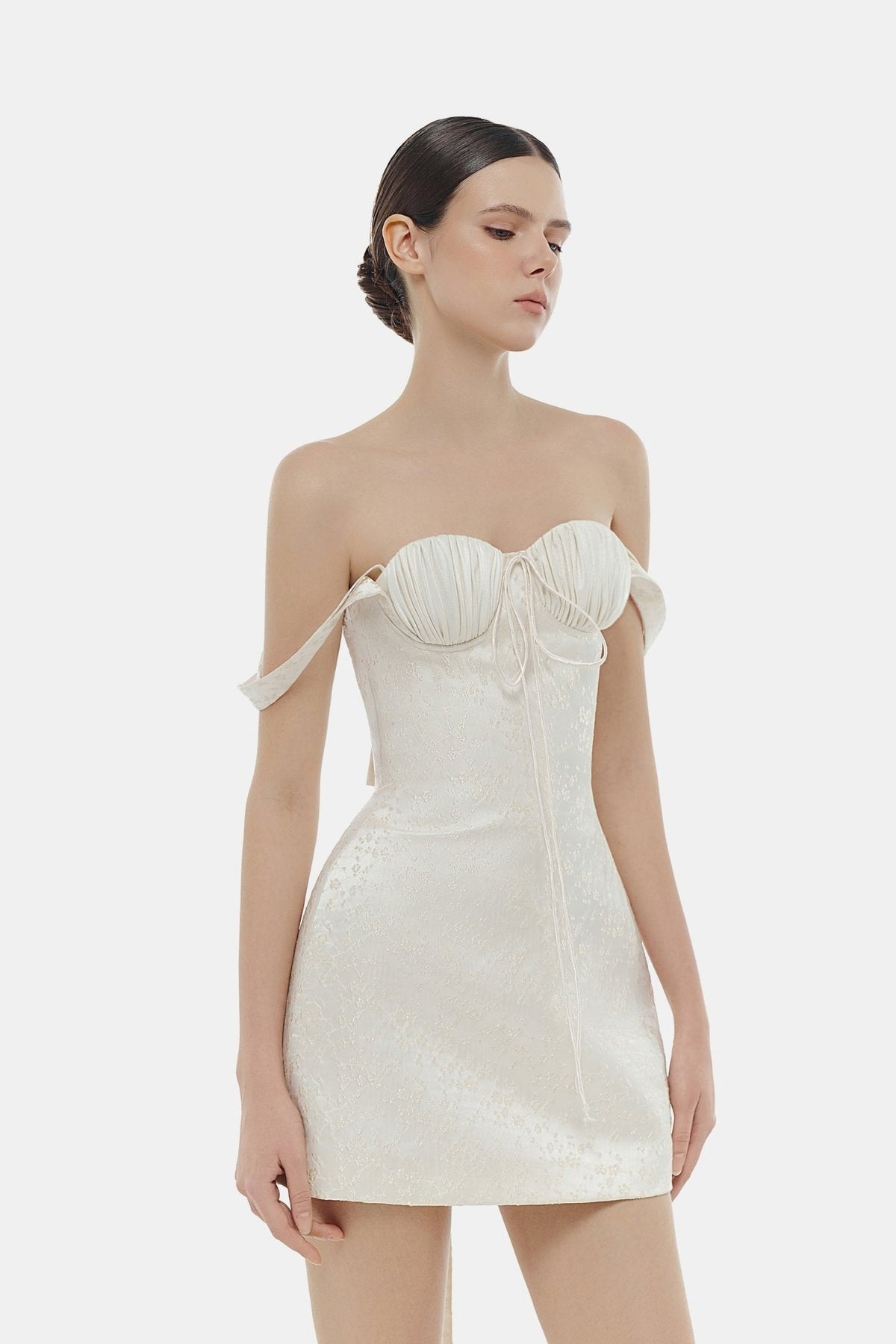 Ivory Floral Bustier Mini Dress by Montsand