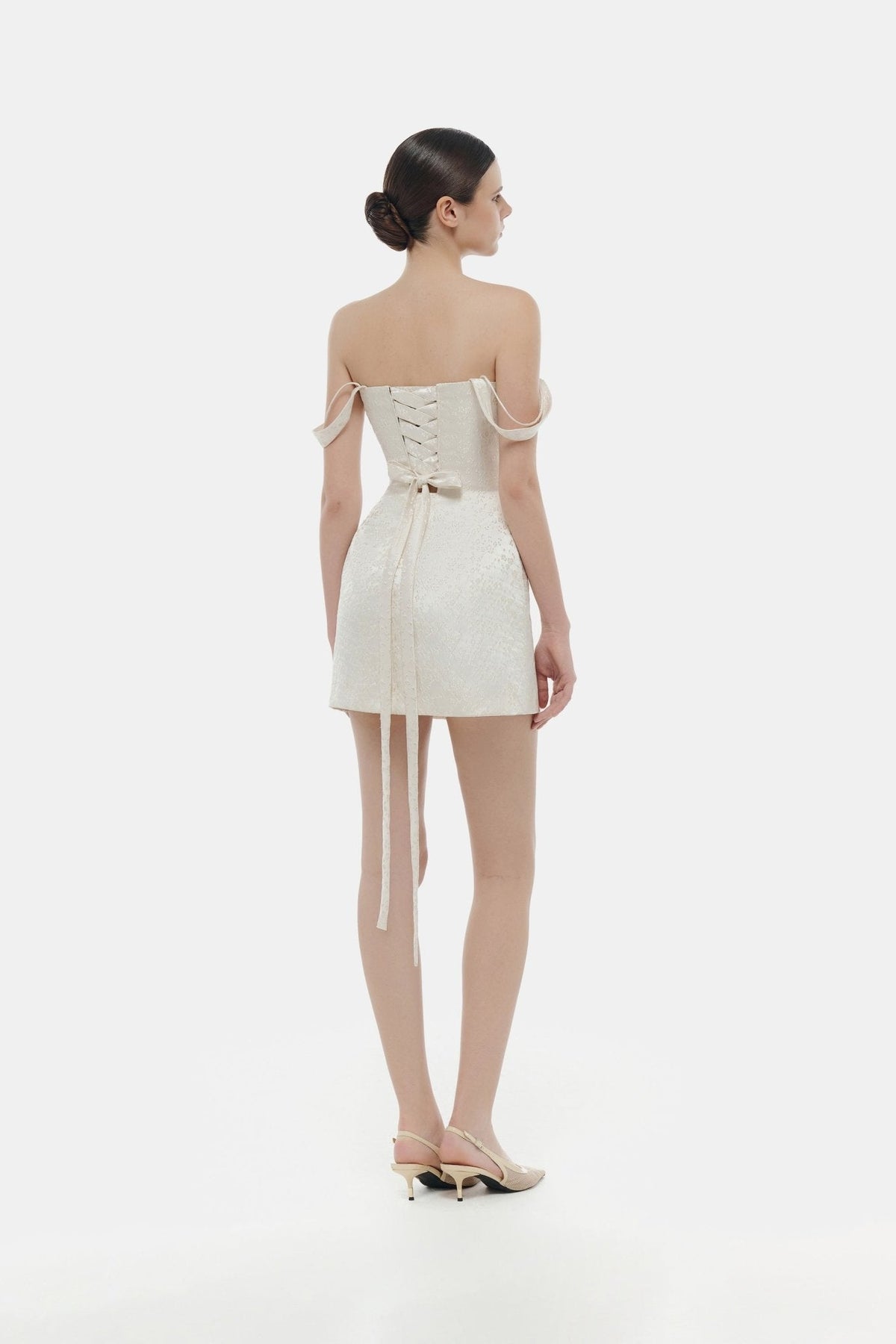 Ivory Floral Bustier Mini Dress by Montsand