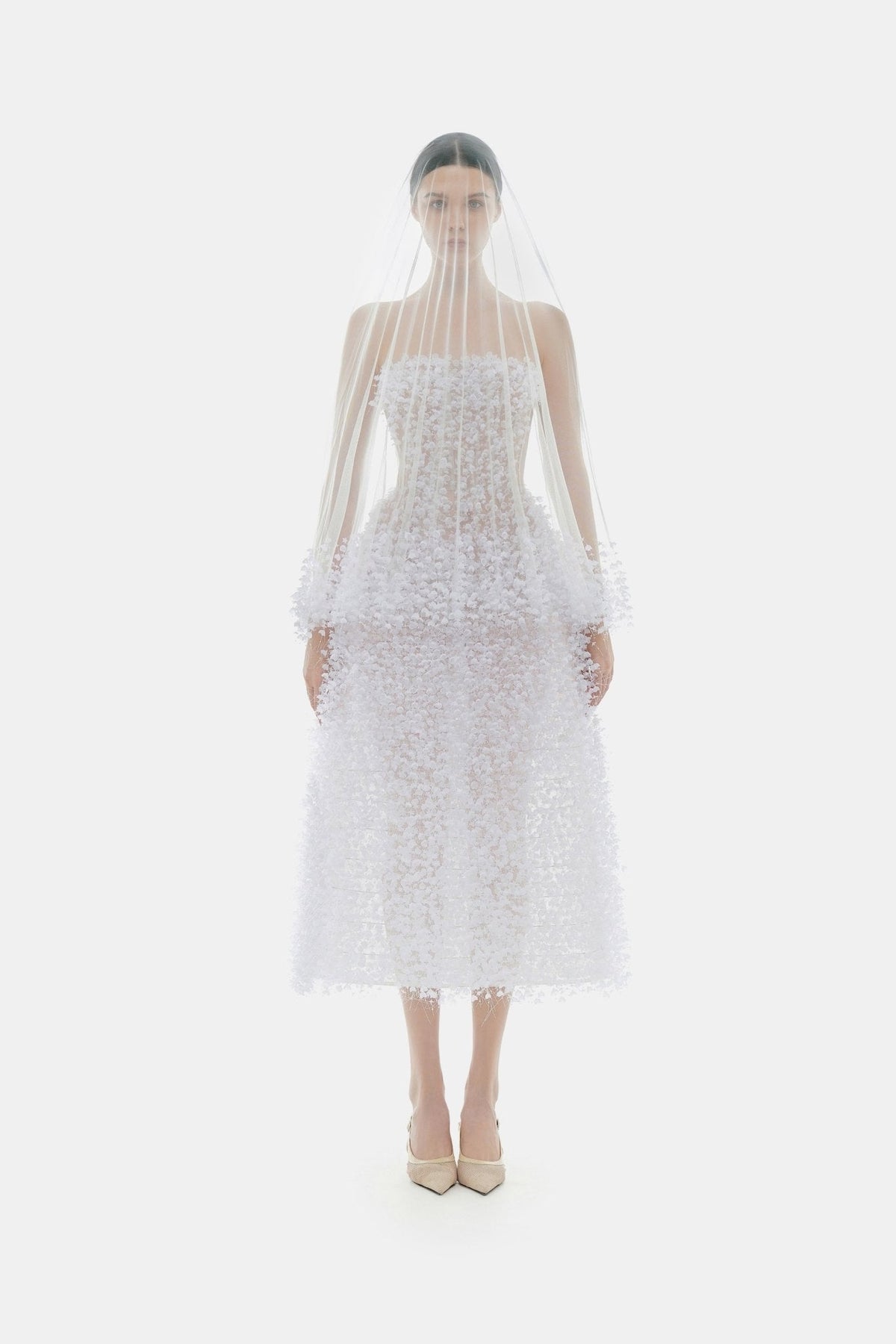Ivory Flowers Midi Dress by Montsand