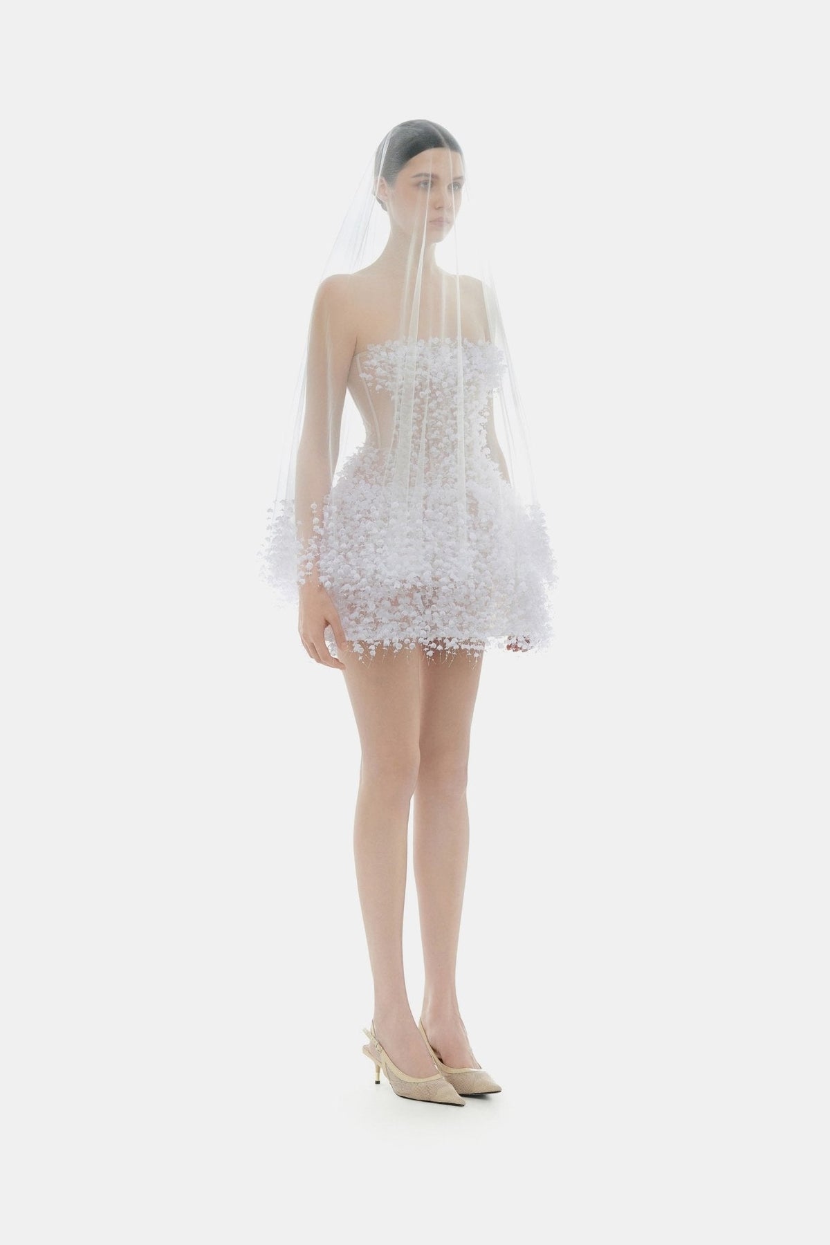 Ivory Flowers Mini Dress by Montsand