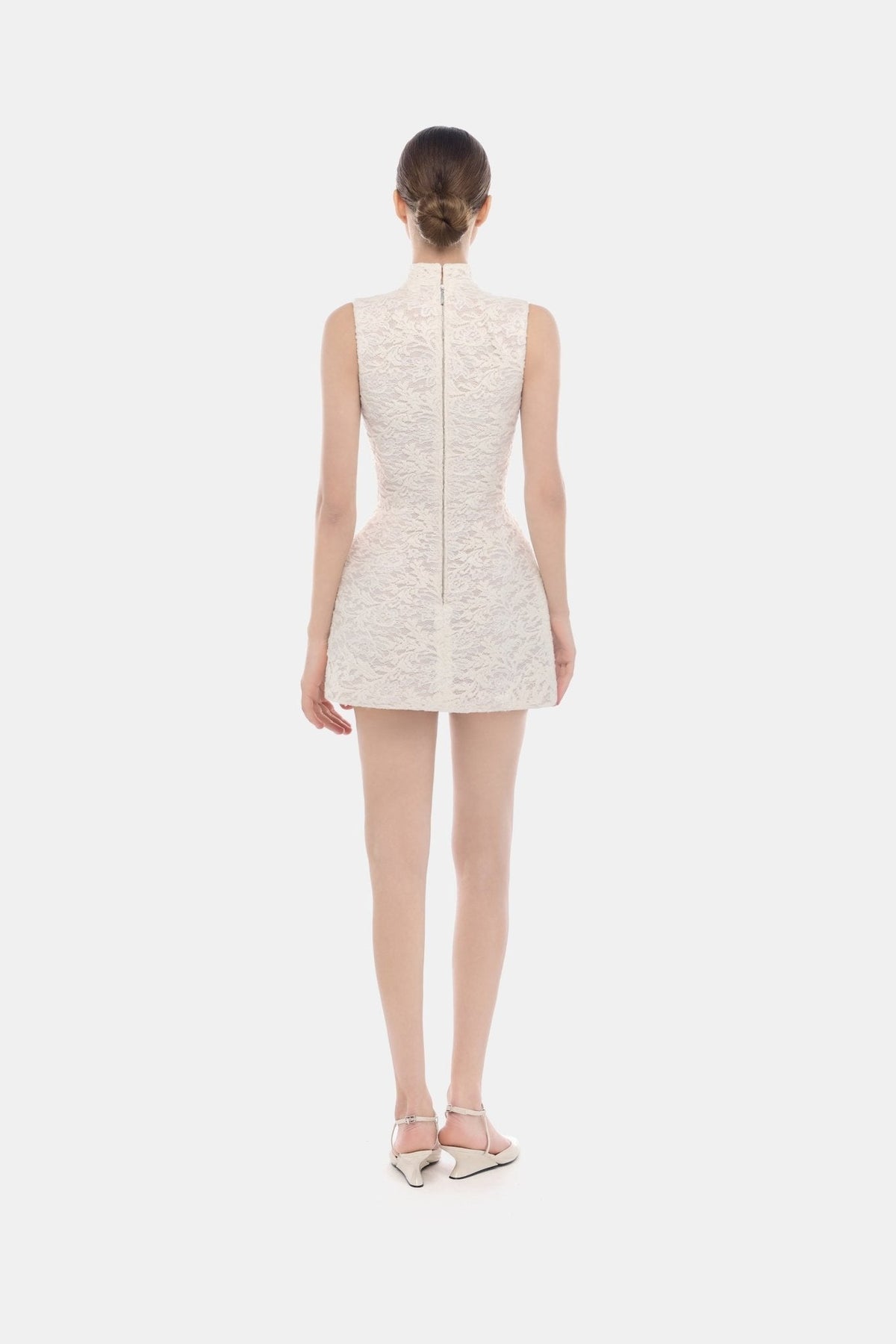 Ivory High Neck Bow Dress by Montsand