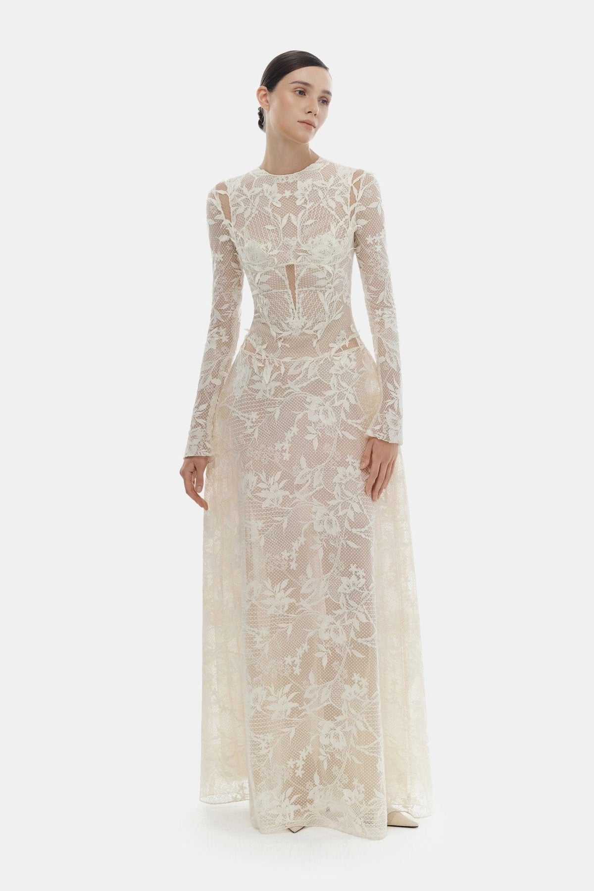 Ivory Lace Maxi Dress by Montsand