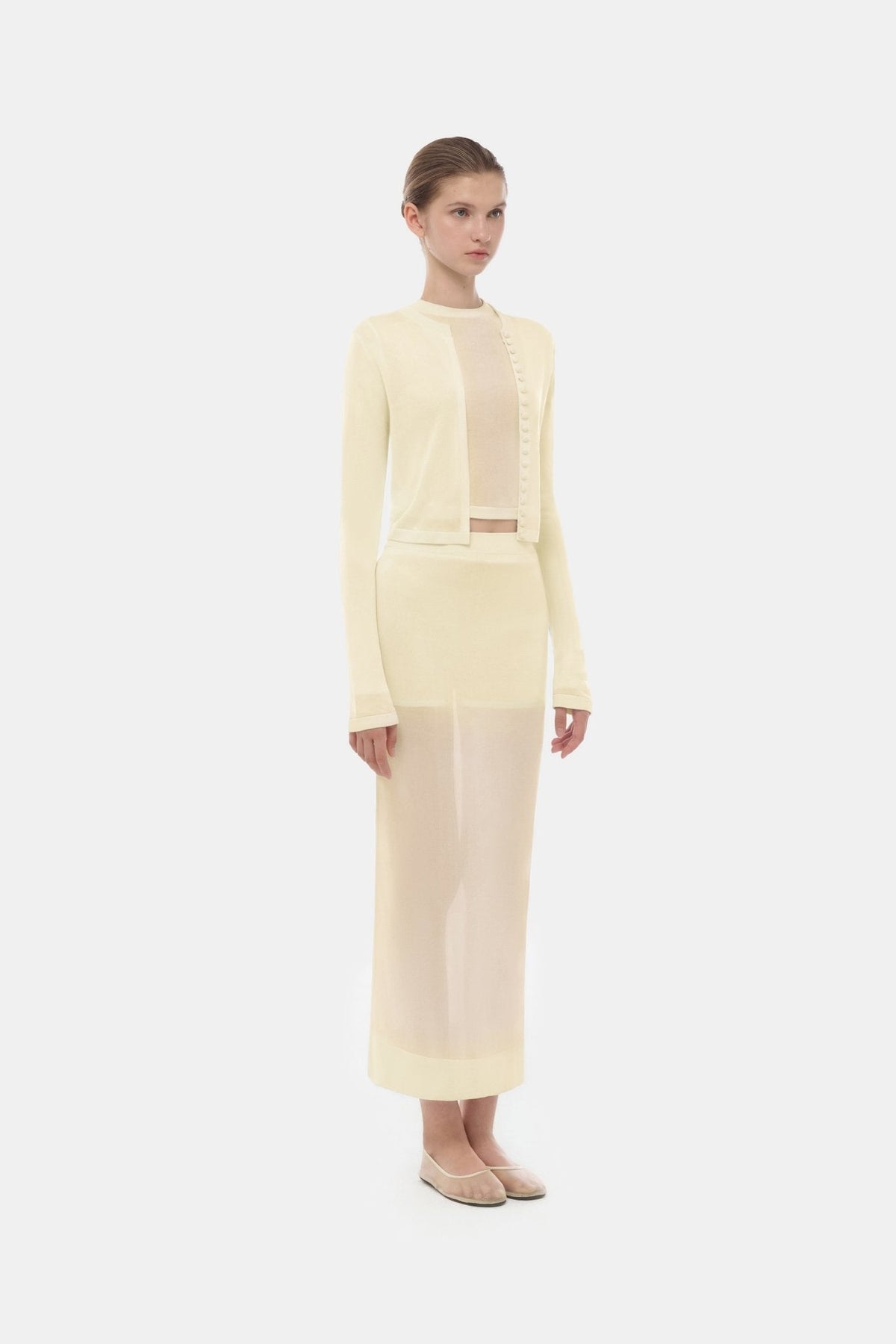 Ivory Button-Up Crop Cardigan by Montsand