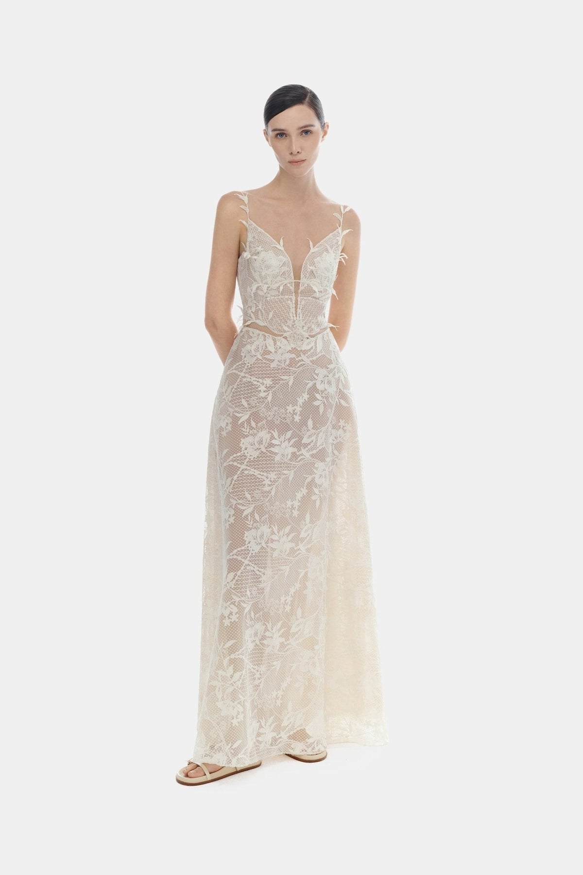Ivory Strap Lace Dress by Montsand